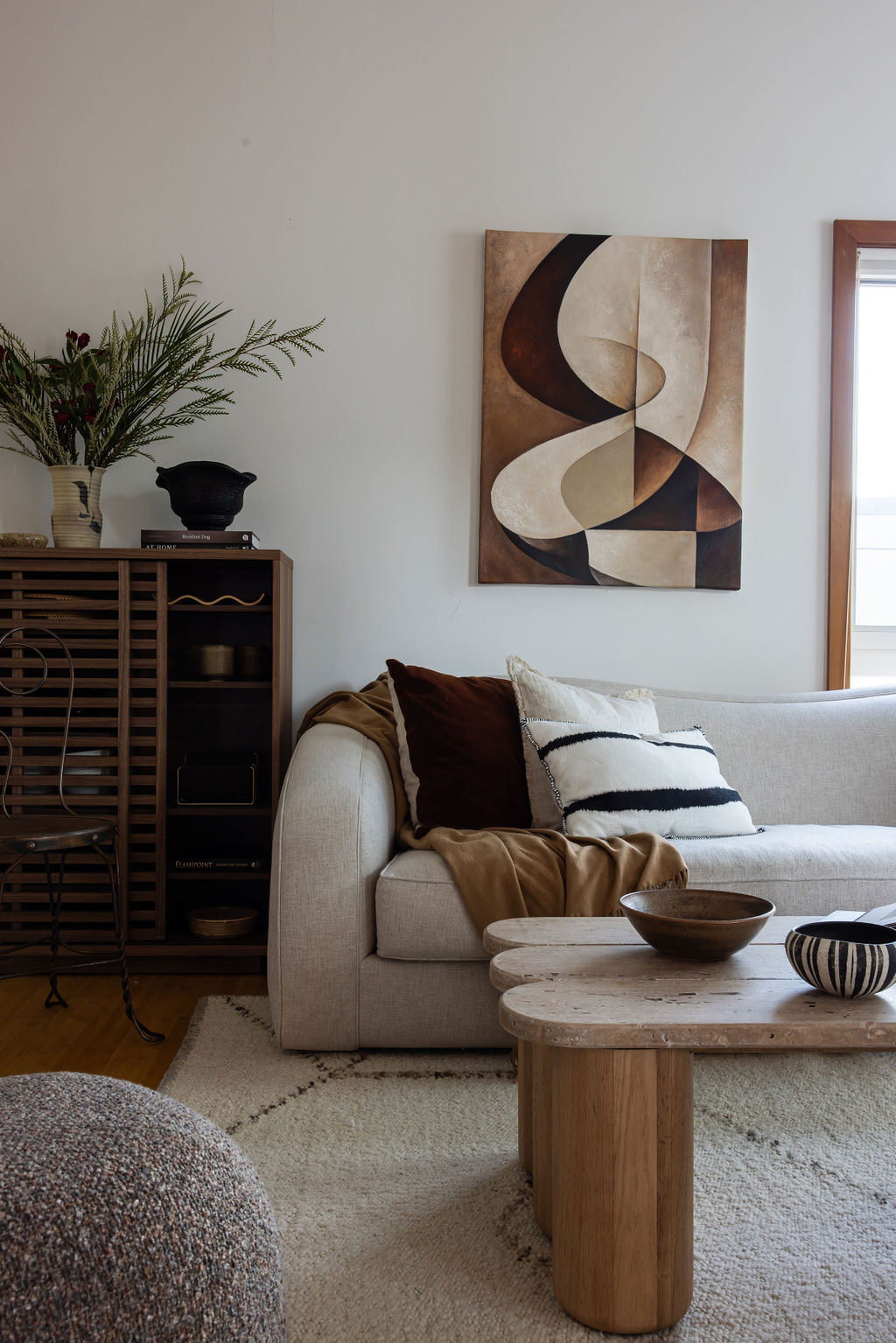 Seattle Townhouse featuring living room stone coffee table