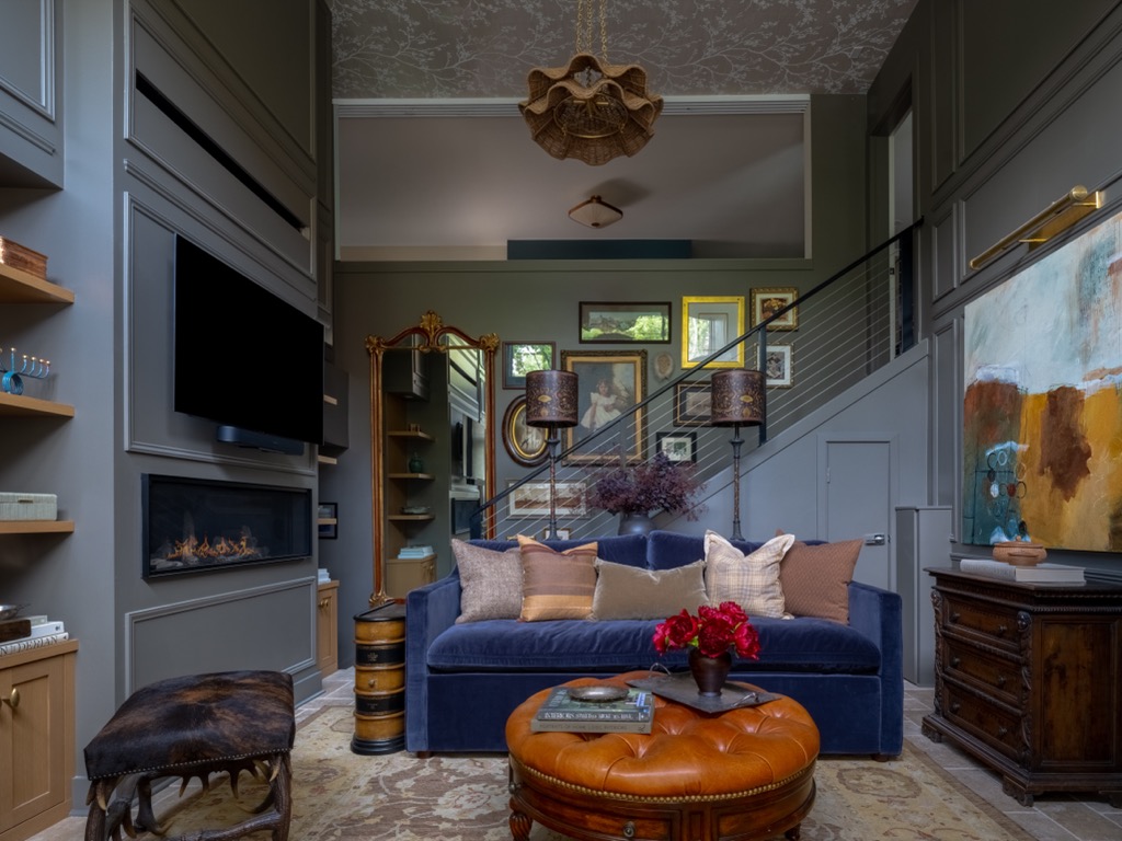 den navy sofa gallery wall staircase from Queen Anne Crestside