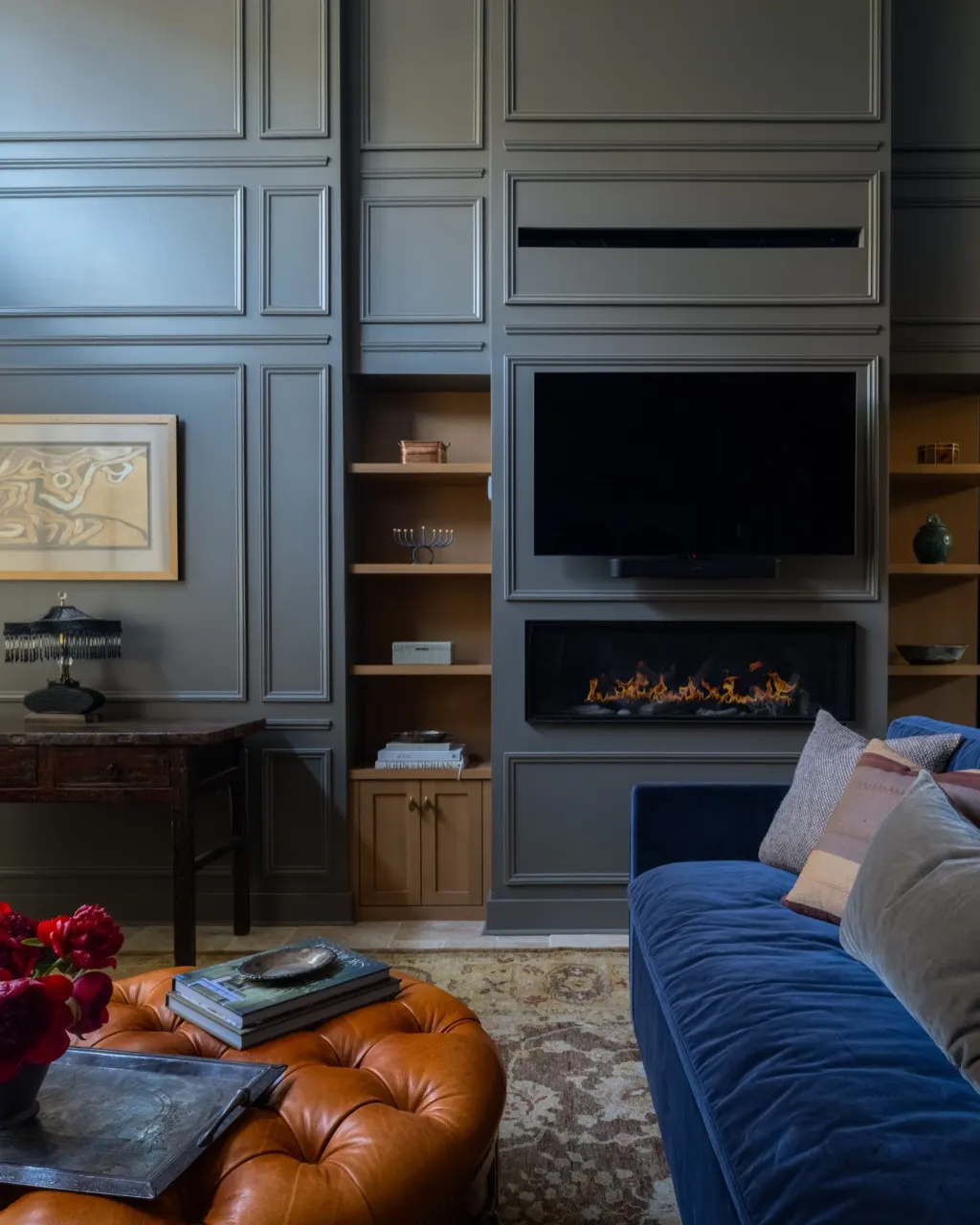 Queen Anne Crestside featuring den paneled media wall fireplace