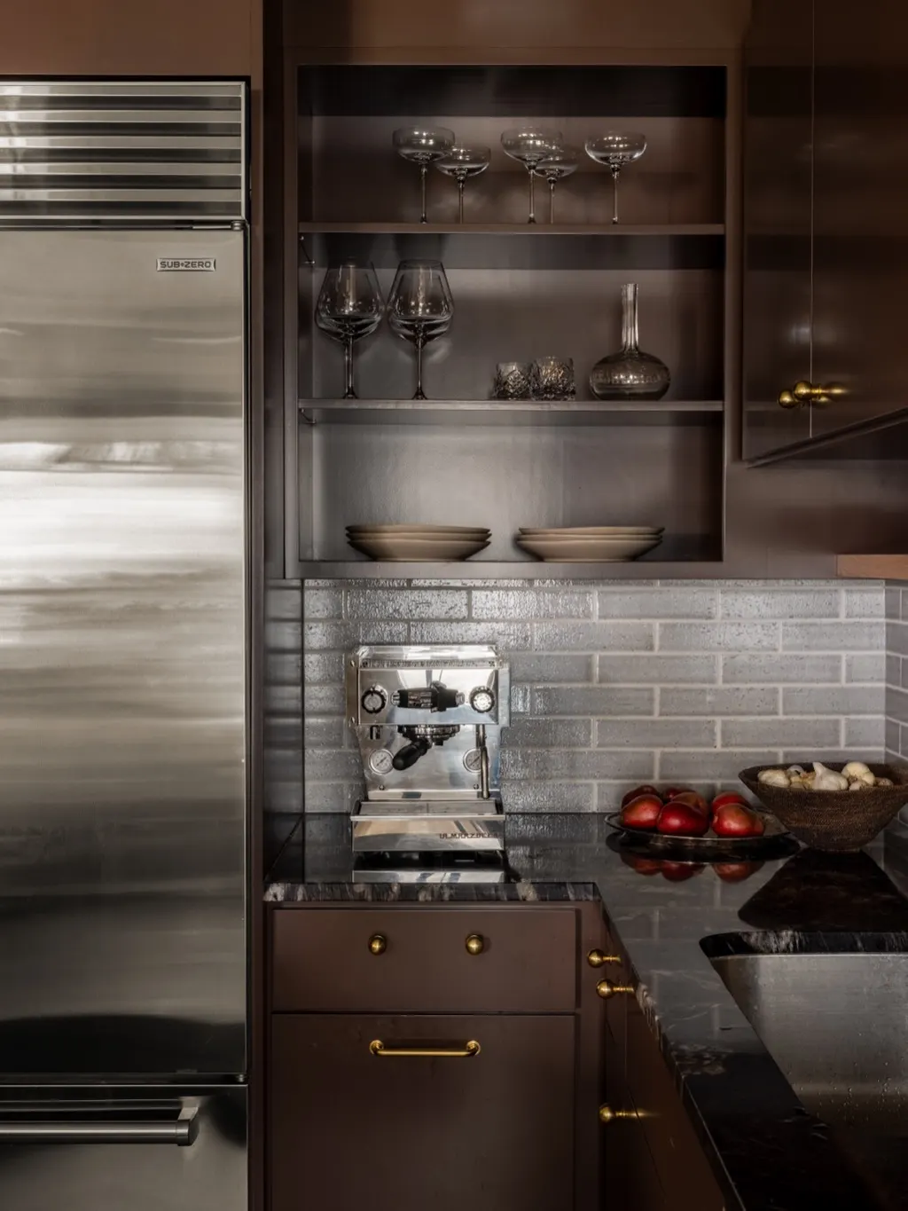 kitchen espresso station open shelving from Bellevue kitchen remodel design