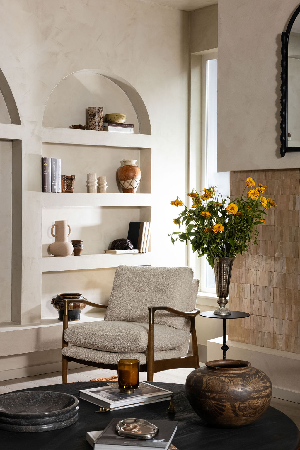 The Timara House featuring living room niche shelf