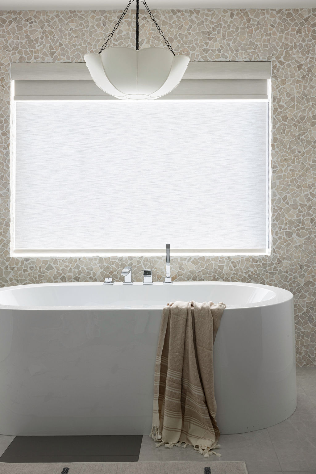 The Timara House detail with pendant above bathtub