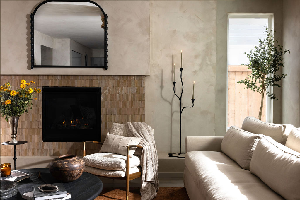 The Timara House detail with zellige tile on fireplace